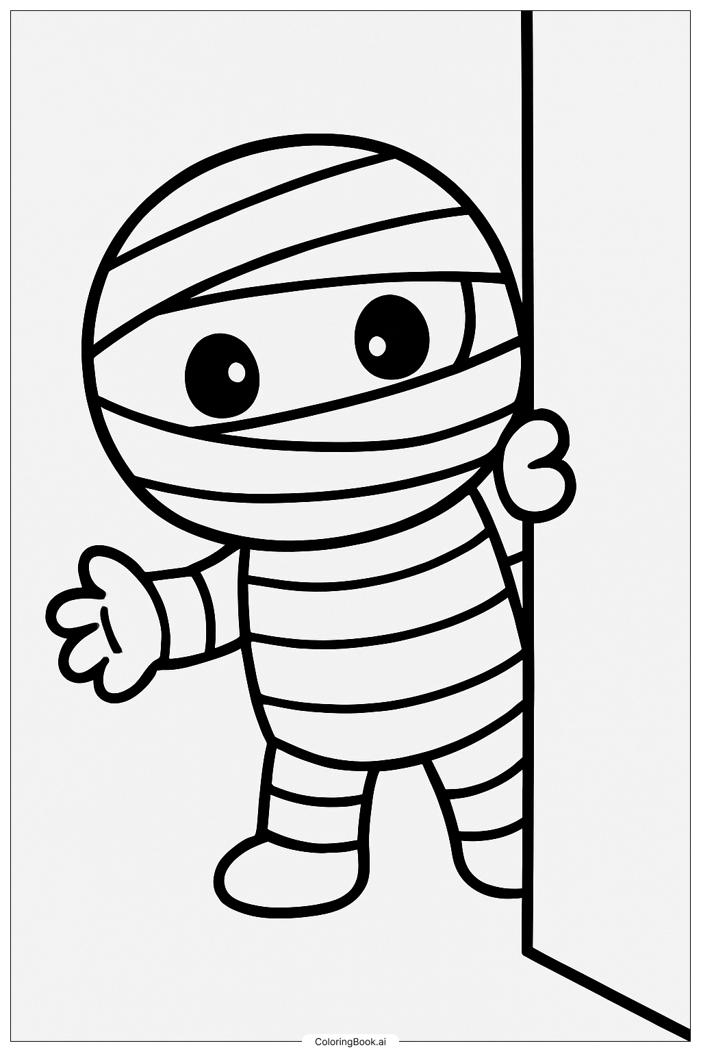  Mummy Peeking From Behind A Wall Coloring Page 