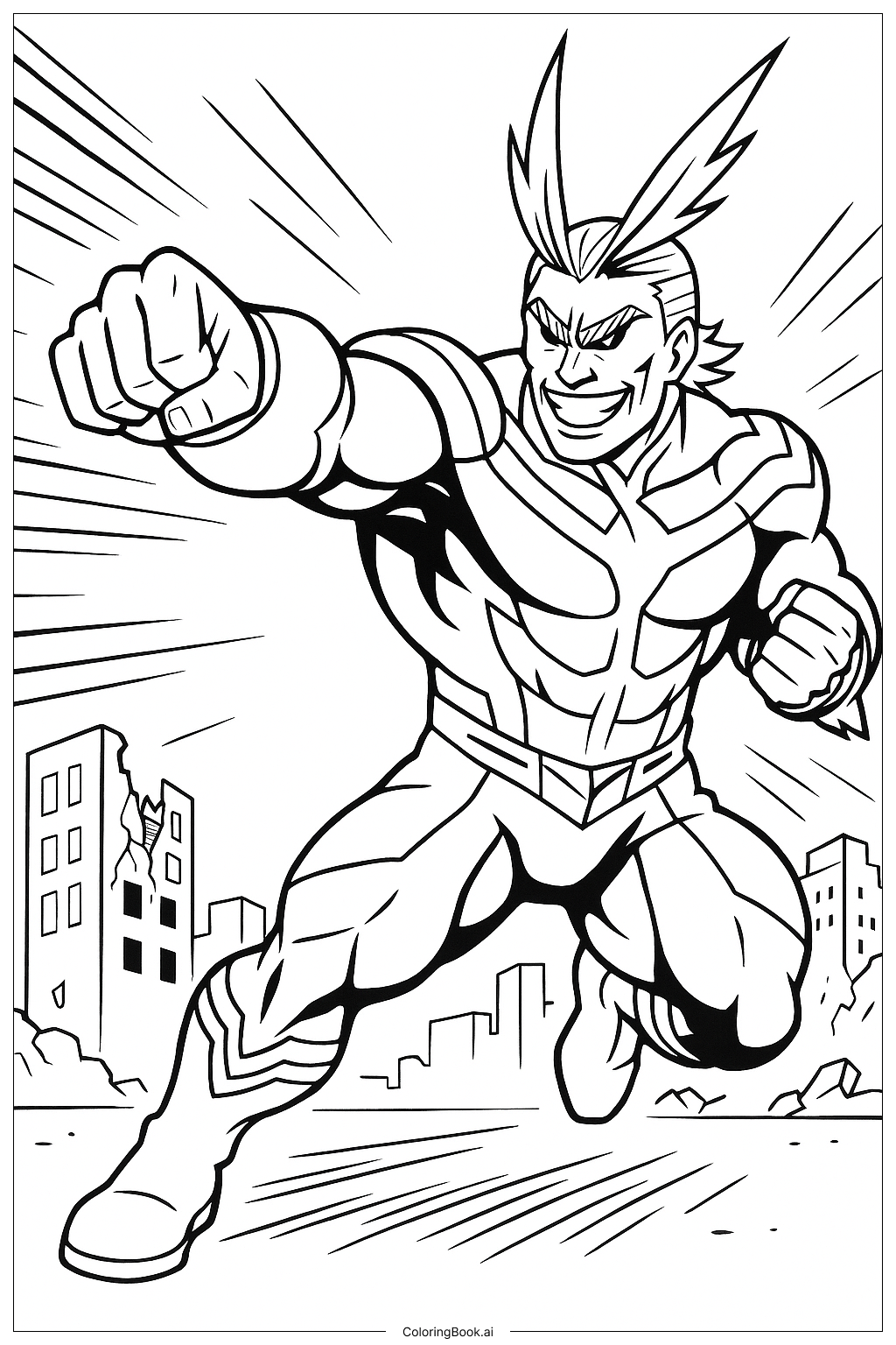  My Hero Academia All Might Texas Smash Coloring Page 