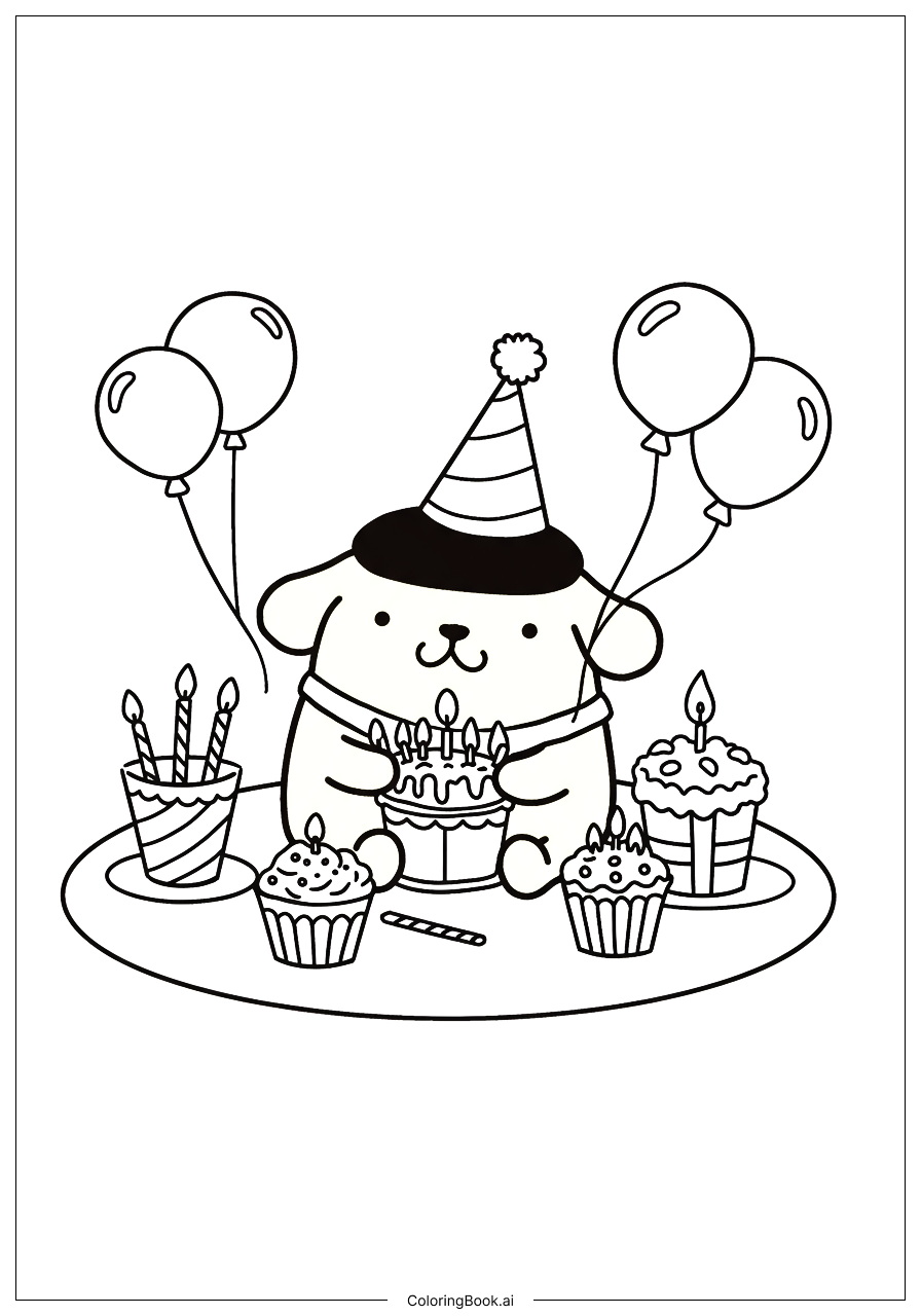 Pompompurin 生日慶祝著色頁