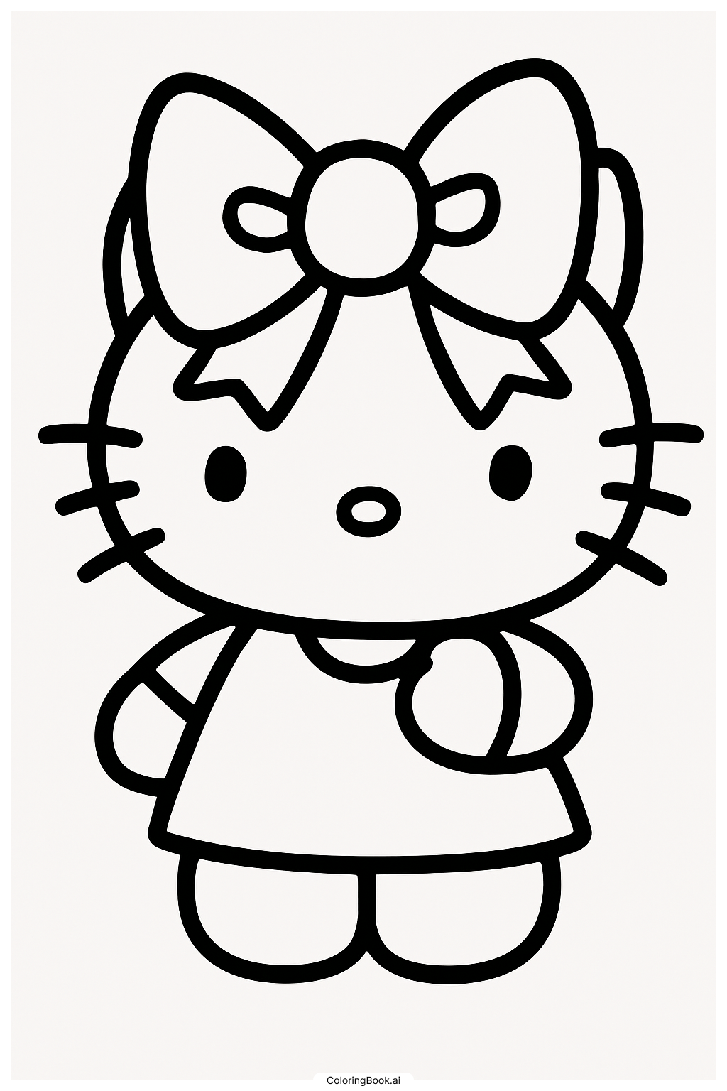  Hello Kitty With A Christmas Bow Coloring Page 