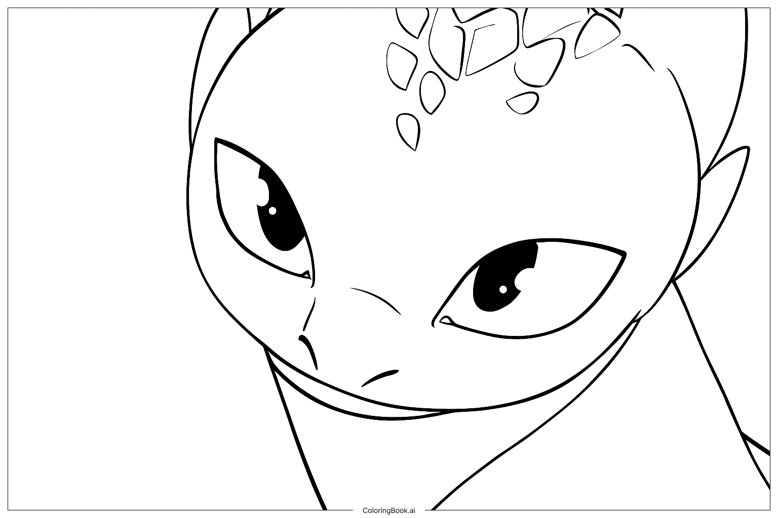  Toothless Green Eyes Close Up Coloring Page 