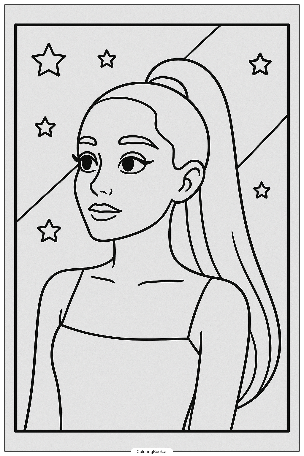  Página para colorear de Ariana Grande de la portada del álbum Sweetener 