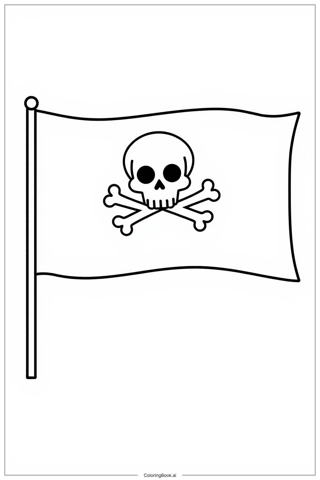  Pirate Flag with Skull and Bones Coloring Page 