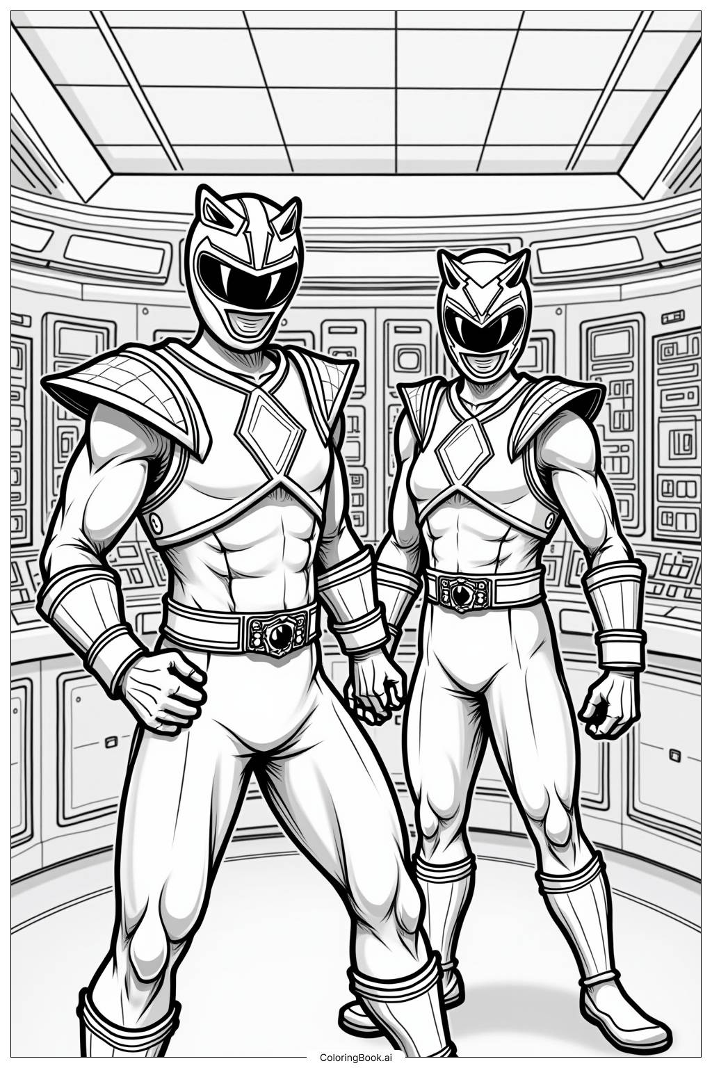  Página para colorear de Power Rangers Beast Morphers Transformando 