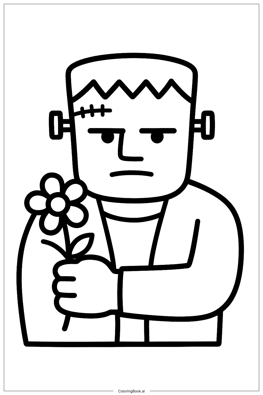  Frankenstein hält eine Blume Ausmalseite 