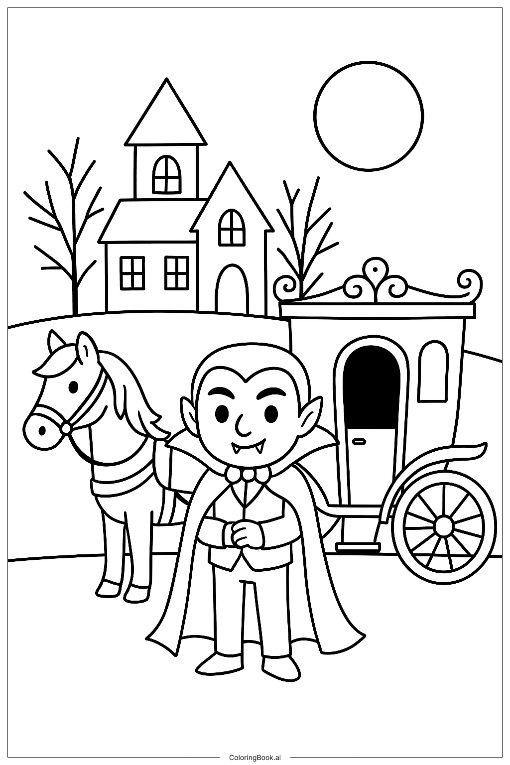  Vampire And His Carriage Coloring Page 