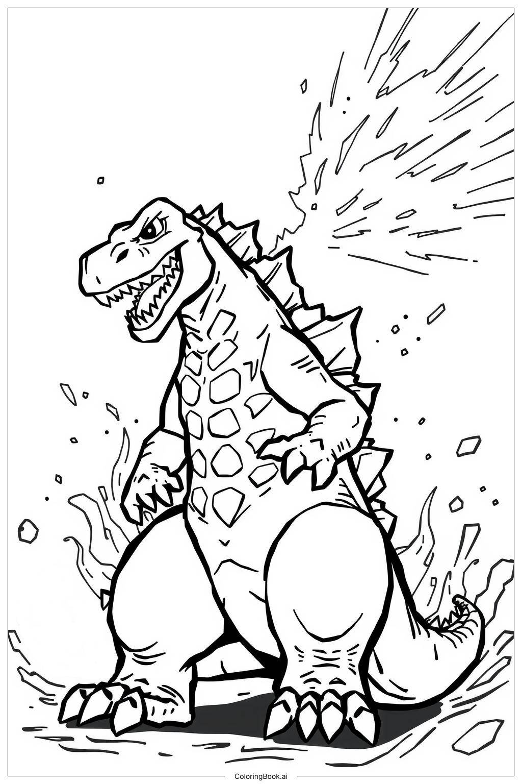  godzilla atomic breath attack Coloring Page 