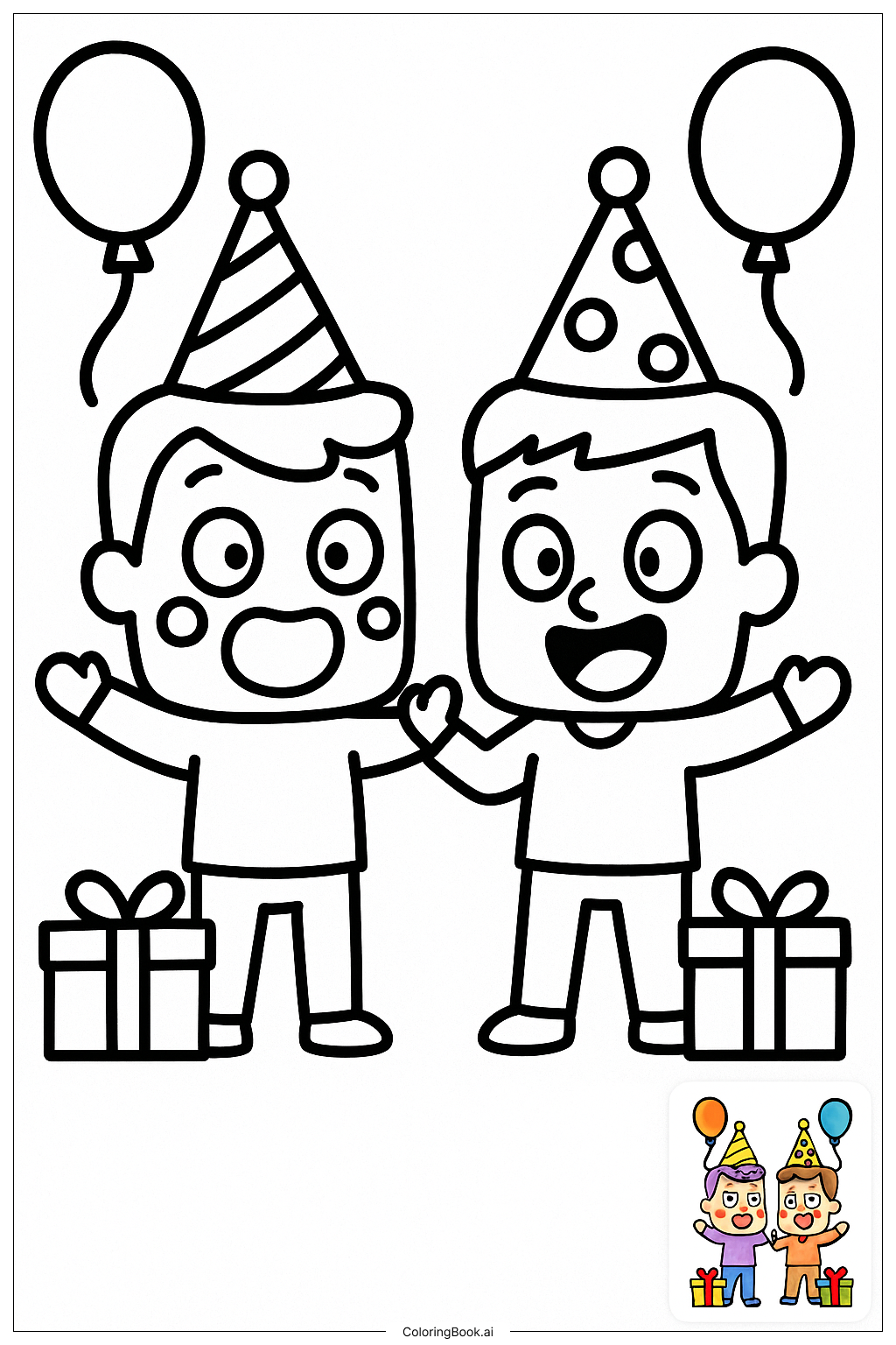  Lankybox Characters Wearing Party Hats Coloring Page 