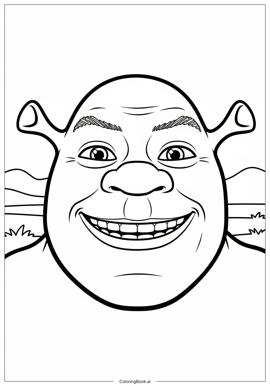 Página para colorear de Shrek Solo Su Cara