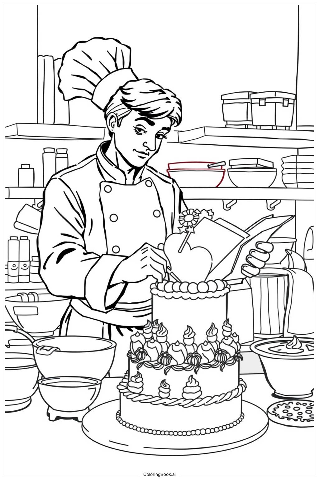  Birthday Cake Chef-2 Coloring Page 