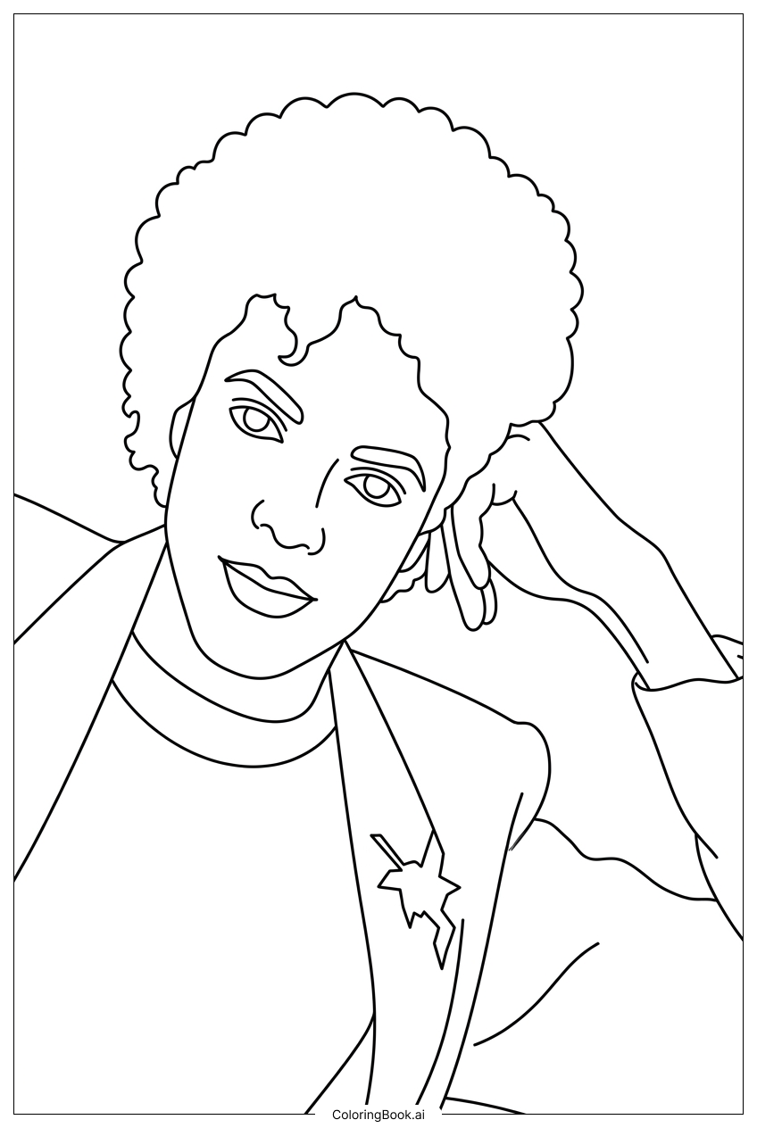 Michael Jackson relaxed hand resting on cheek Coloring Page