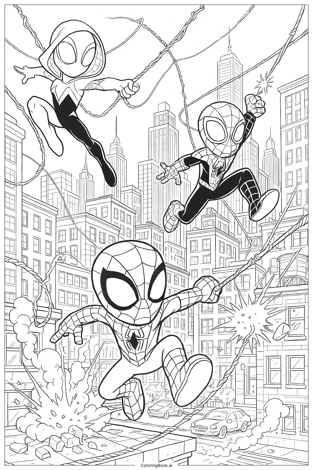  Página para colorear de Marvel's Spidey y sus increíbles amigos: Batalla épica en la ciudad 