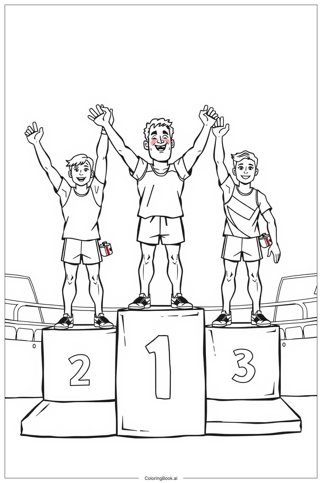  Olympic Athletes on the Podium Coloring Page 