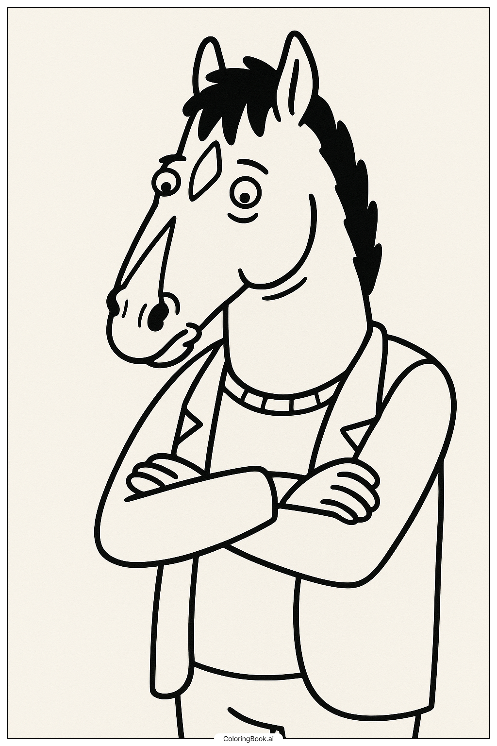  Page de coloriage Bojack Horseman Avec les Bras Croisés 