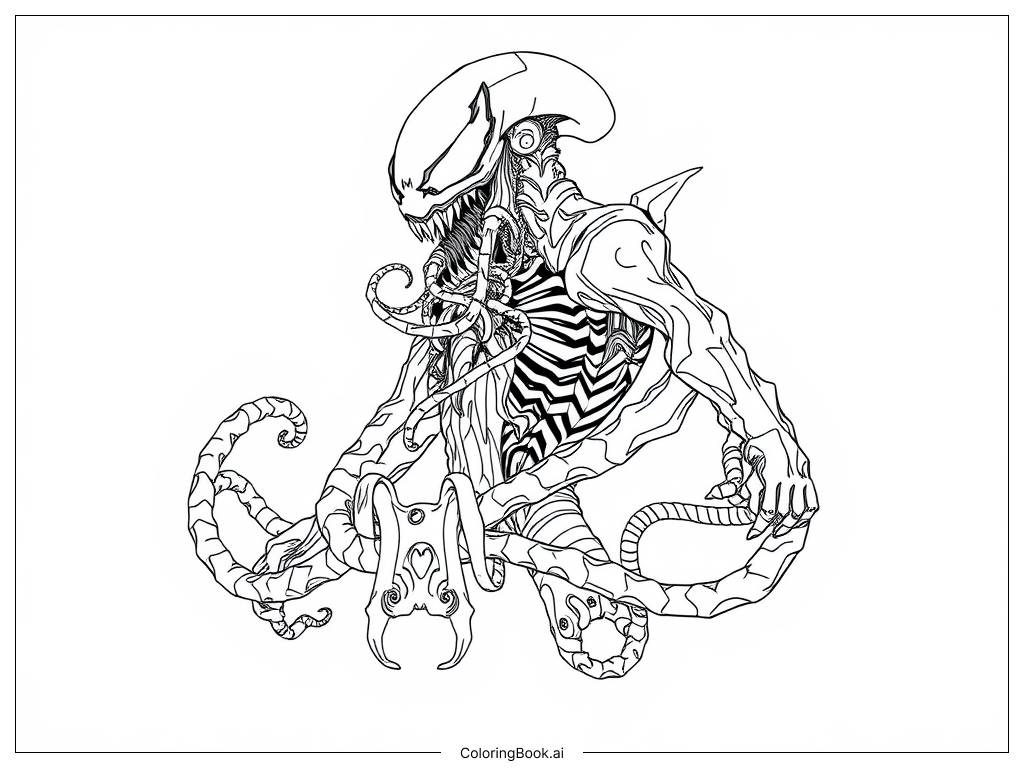  Venom Alien Kostüm Mikroskopische Ansicht Ausmalseite 