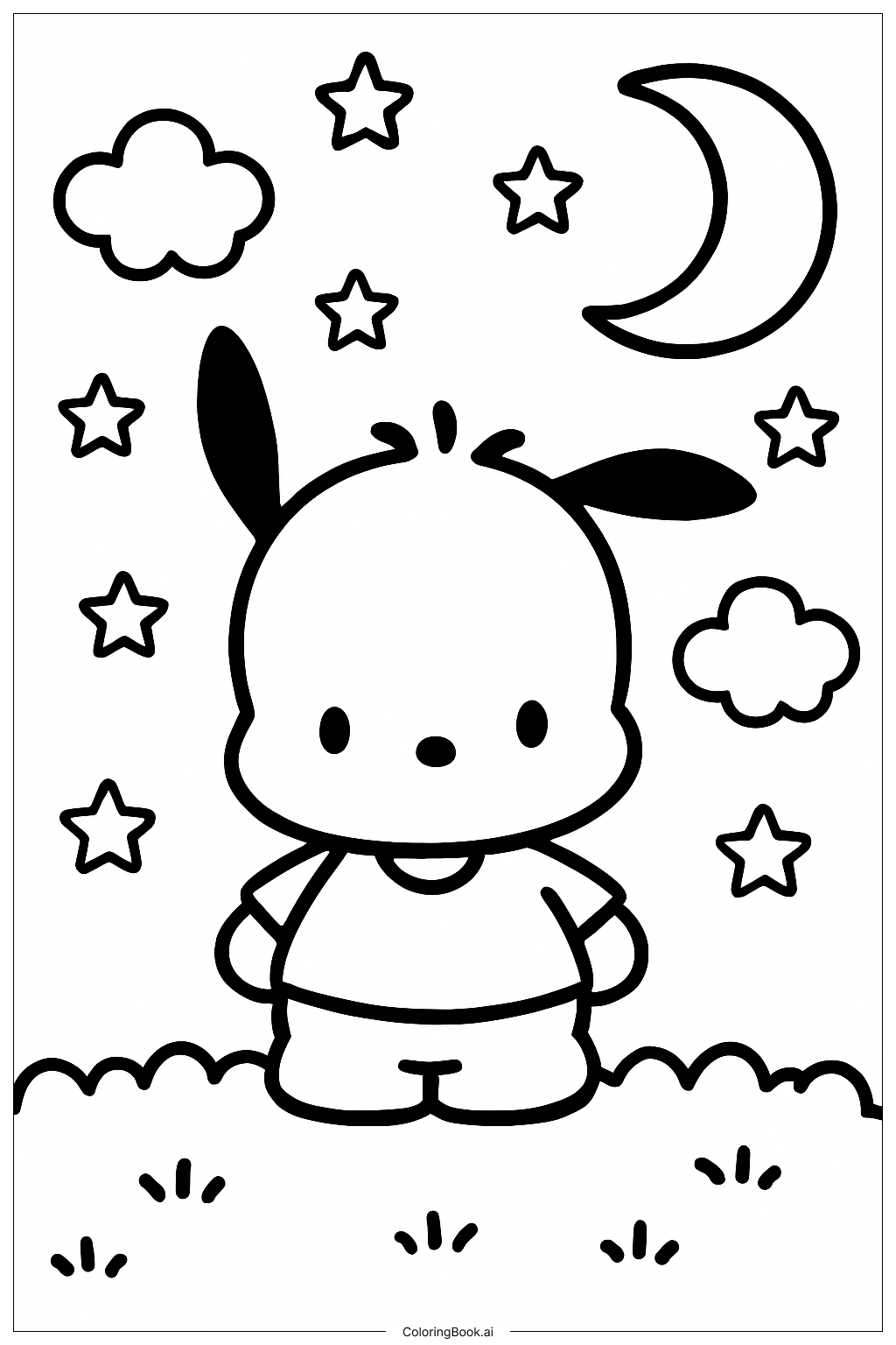 Pochacco 在星空下填色页