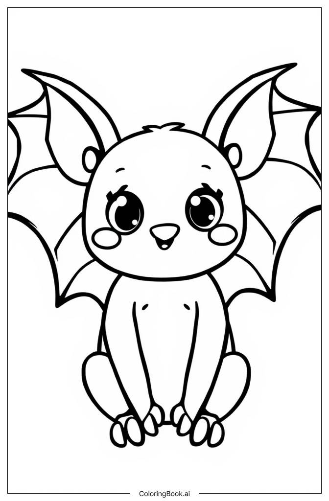  Page de coloriage Chauve-souris mignonne 