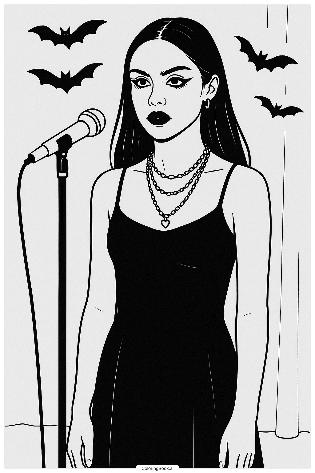  Olivia Rodrigo In Her Vampire Music Video Look Coloring Page 