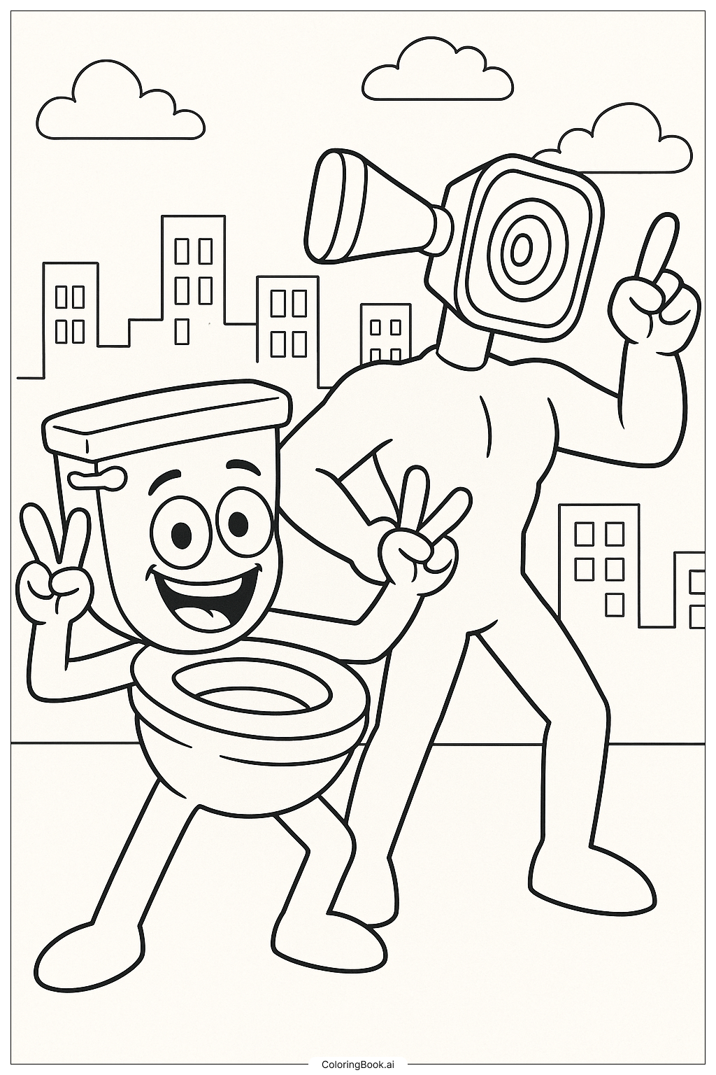  Page de coloriage Skibidi Toilette et Titan Speakerman Pose 