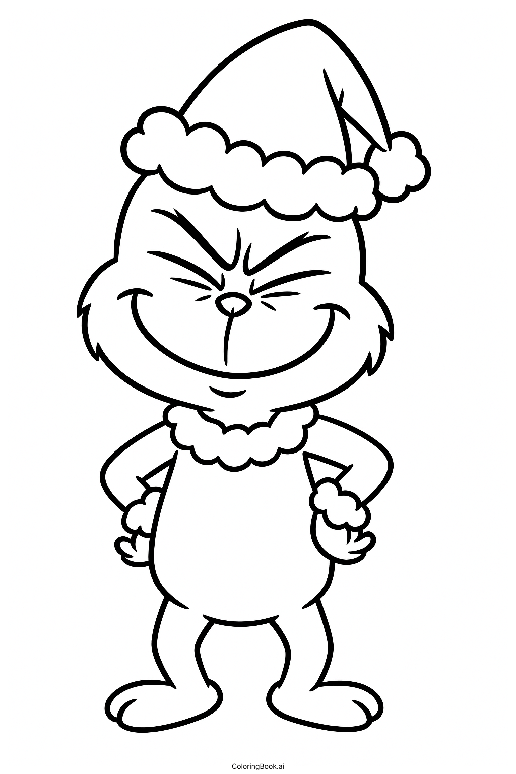  Página para colorear de El Grinch haciendo una cara traviesa 
