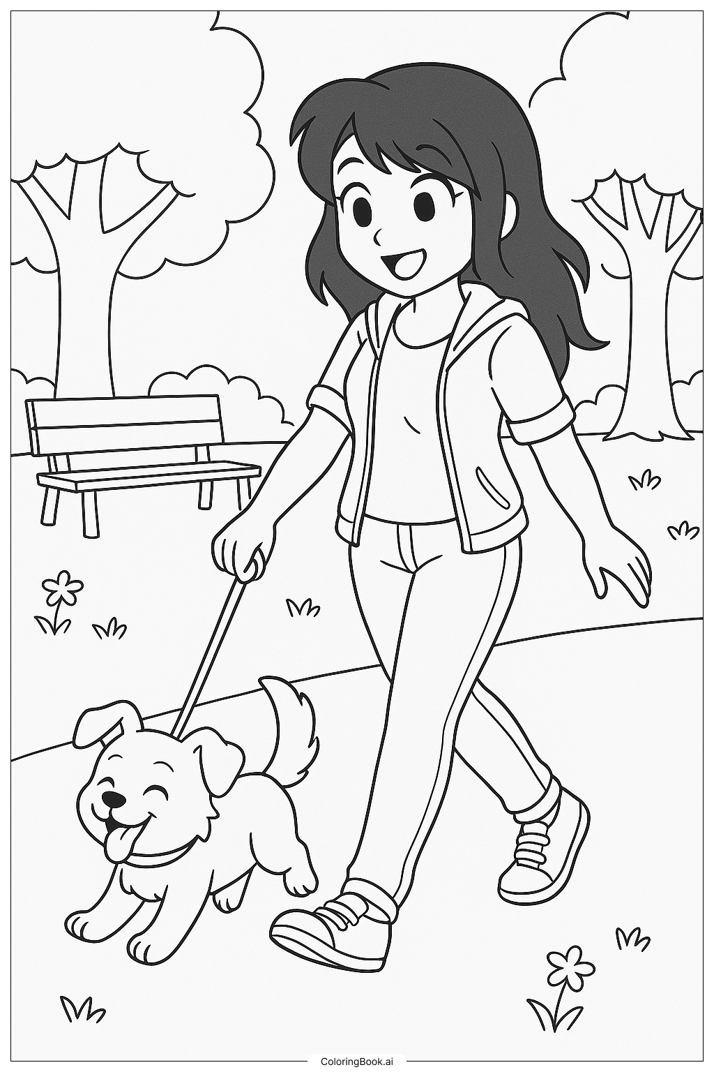 Aphmau Walking Her Puppy In The Park Coloring Page 