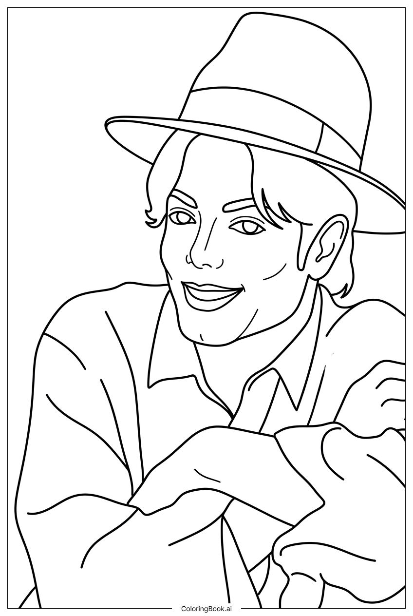 Michael Jackson tipping hat relaxed pose Coloring Page