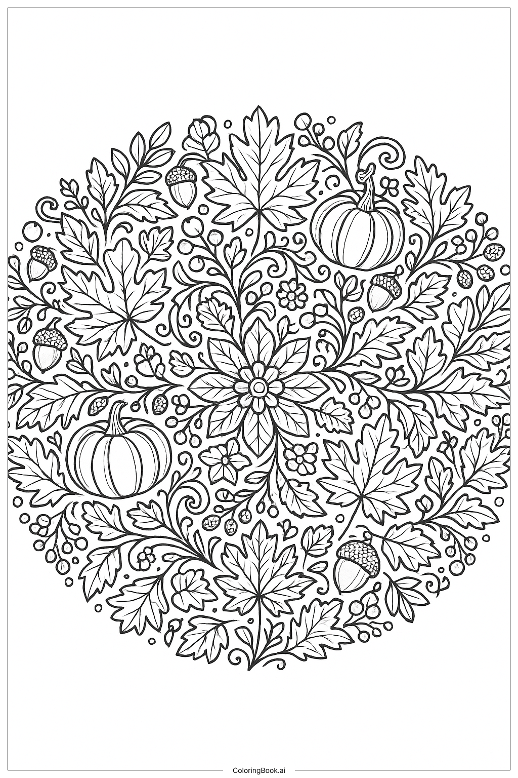  Komplexes Herbst-Mandala Ausmalseite 