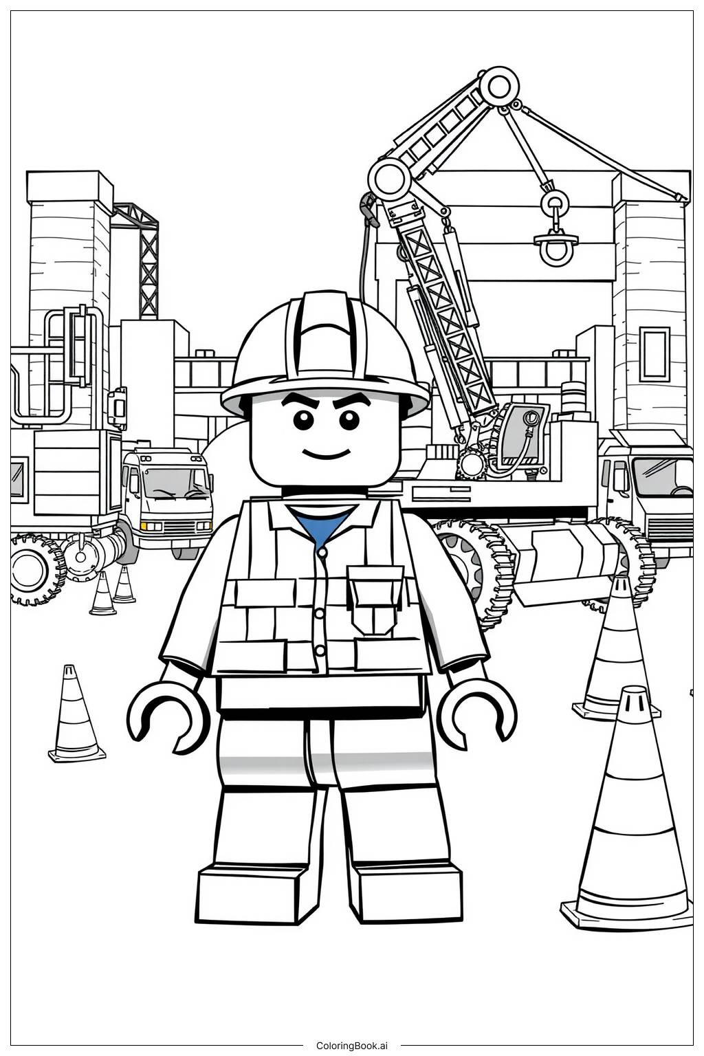  Lego Duplo Construction Site with Vehicles-2 Coloring Page 