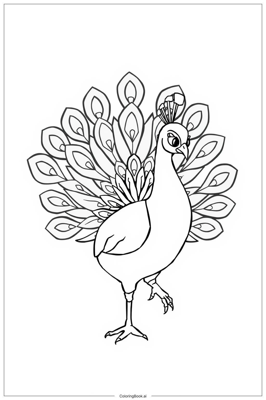  peacock dancing in golden sunset Coloring Page 