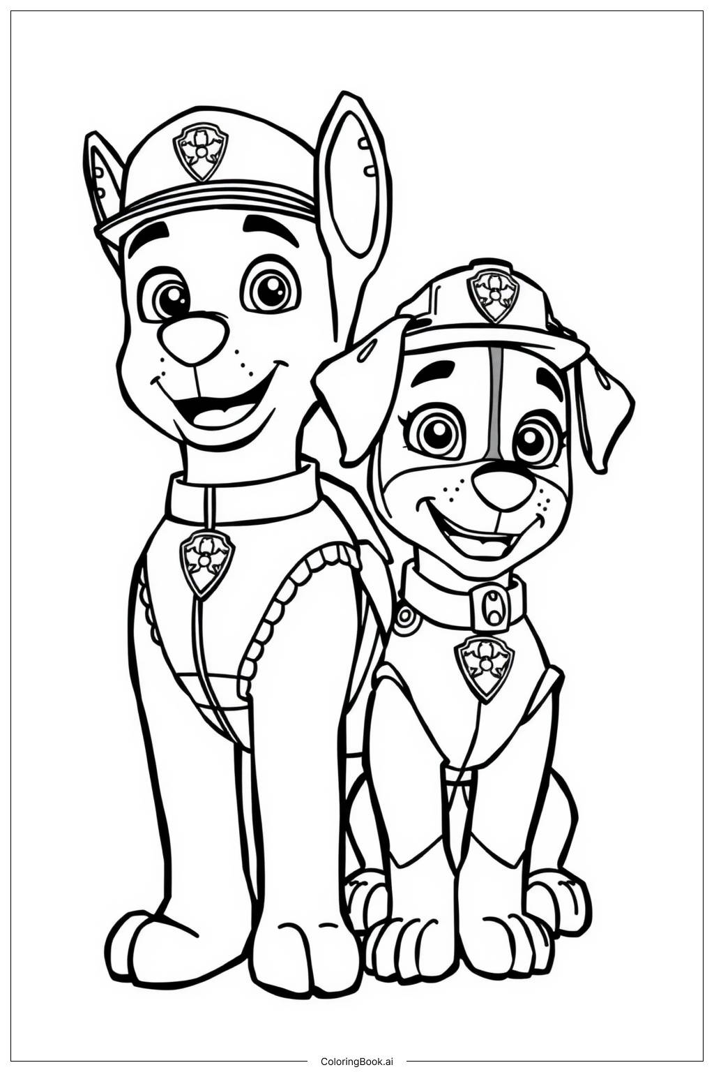  Página para colorear de Paw Patrol Trabajo en equipo durante una tormenta 