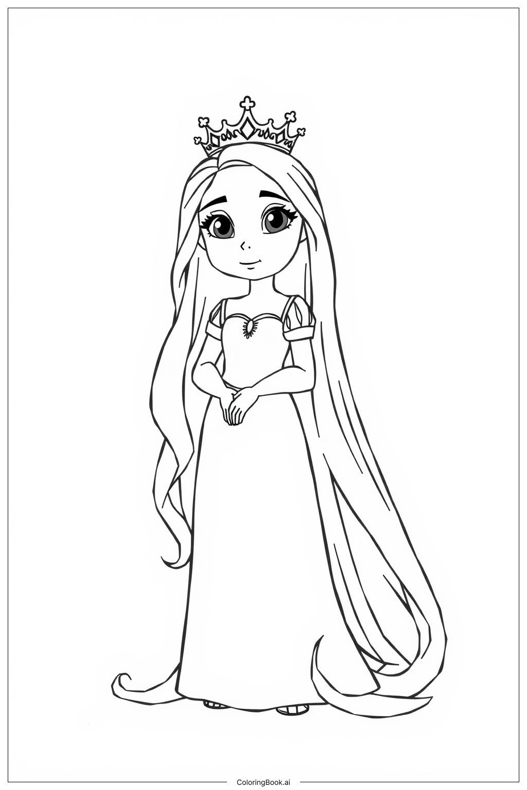  Página para colorir de A Transformação de Rapunzel em Princesa 