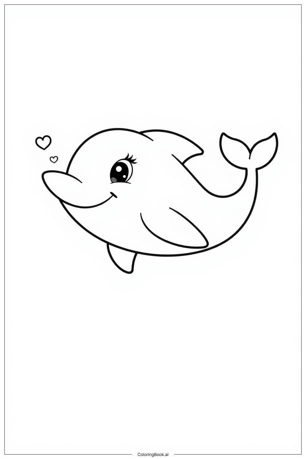  Dolphin Swimming in Crystal Clear Water Coloring Page 