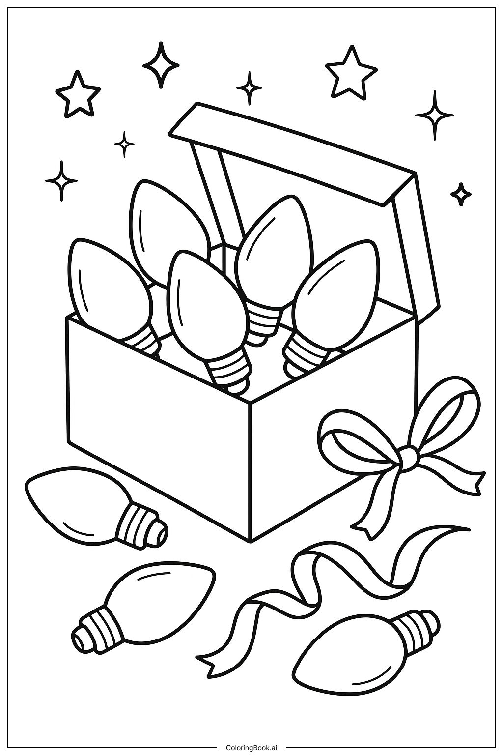  크리스마스 전구 개봉기 색칠공부 페이지 