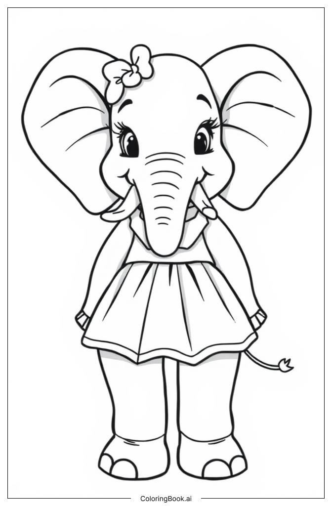  Página para colorir de Elefante Emily 