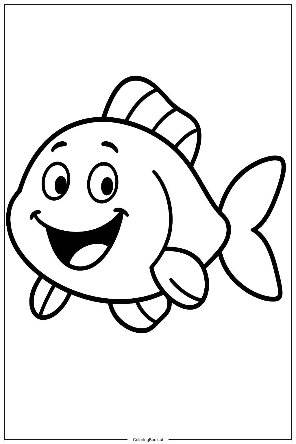  海洋里的快乐小鱼填色页 