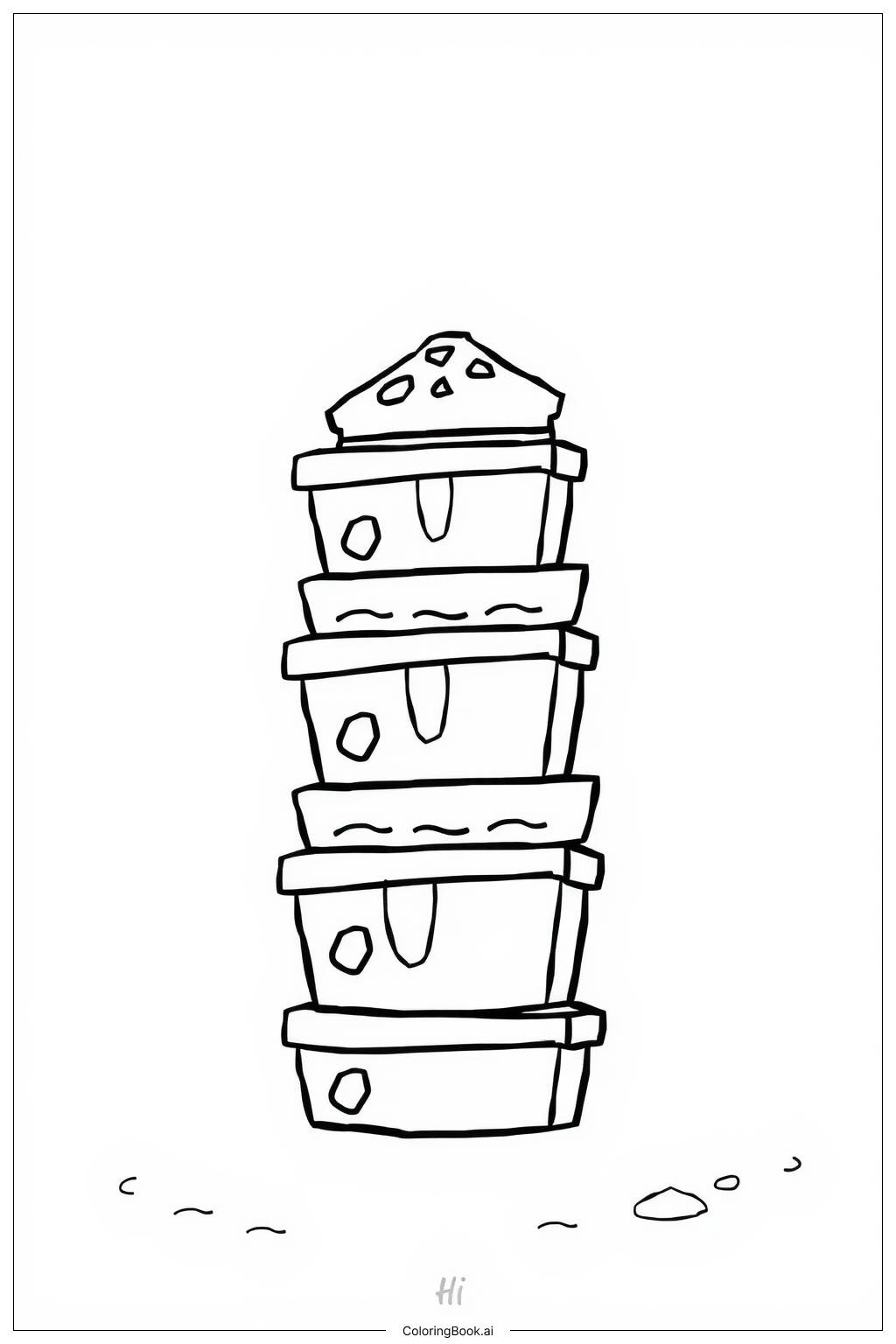  Pizza Tower Scene (Simplified) Coloring Page 