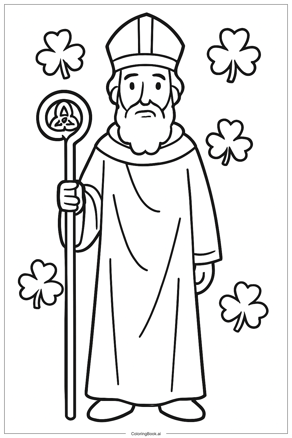  St. Patrick hält einen Hirtenstab Ausmalseite 