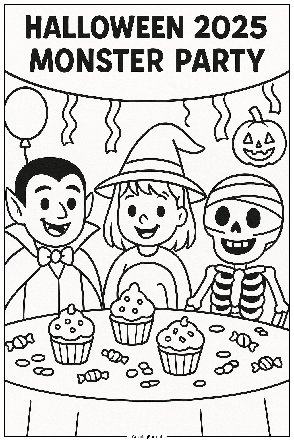  Halloween 2025 Monsterparty Ausmalseite 