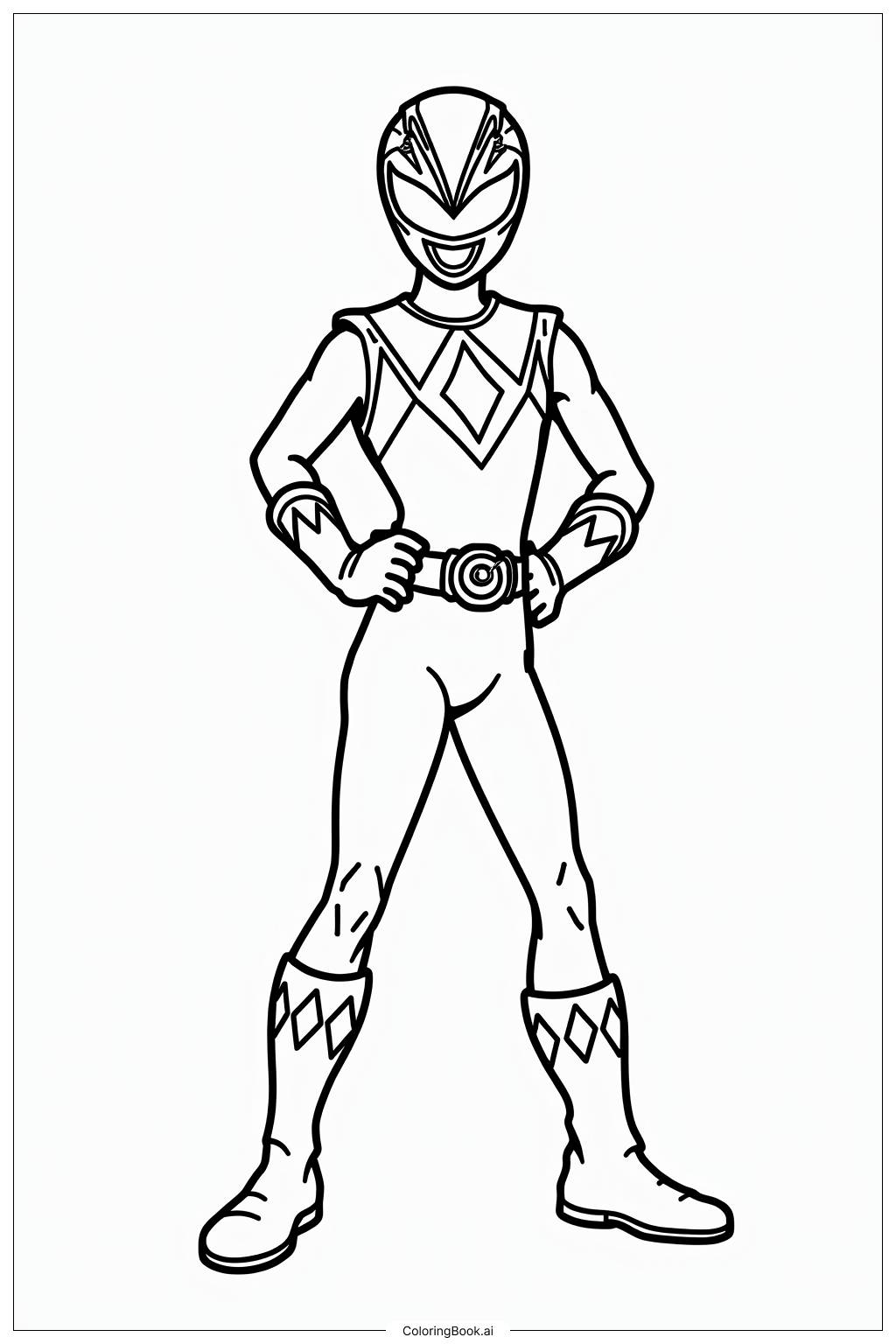  Pink Power Ranger In Combat Stance Coloring Page 