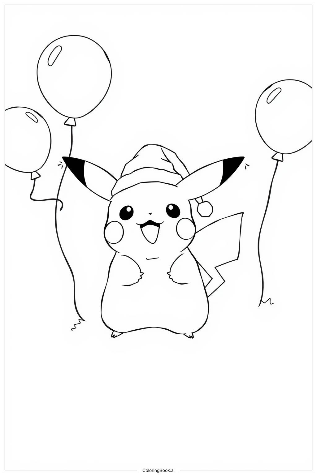  Pikachu Celebrating Christmas Party Coloring Page 