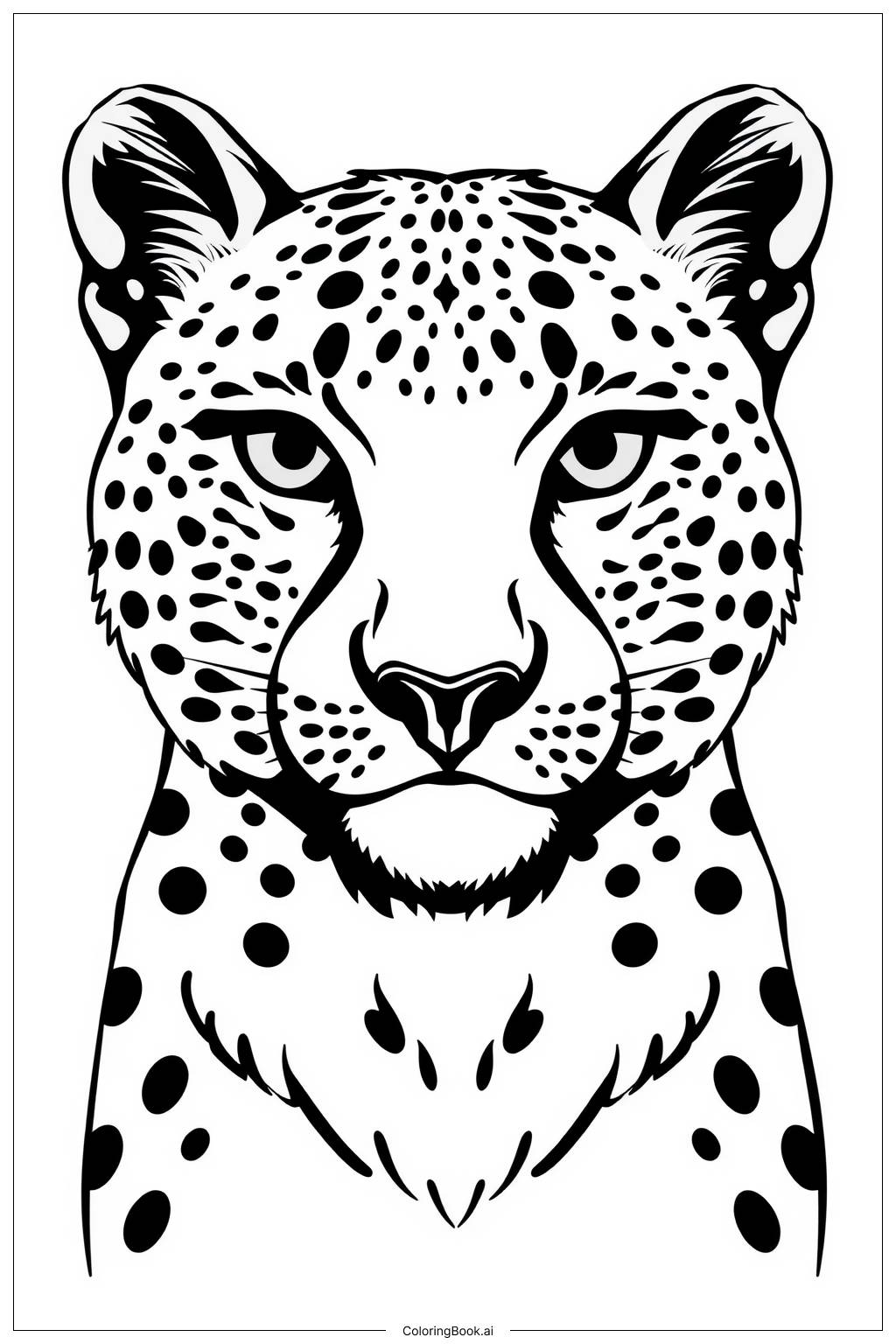  Page de coloriage portrait réaliste de guépard 