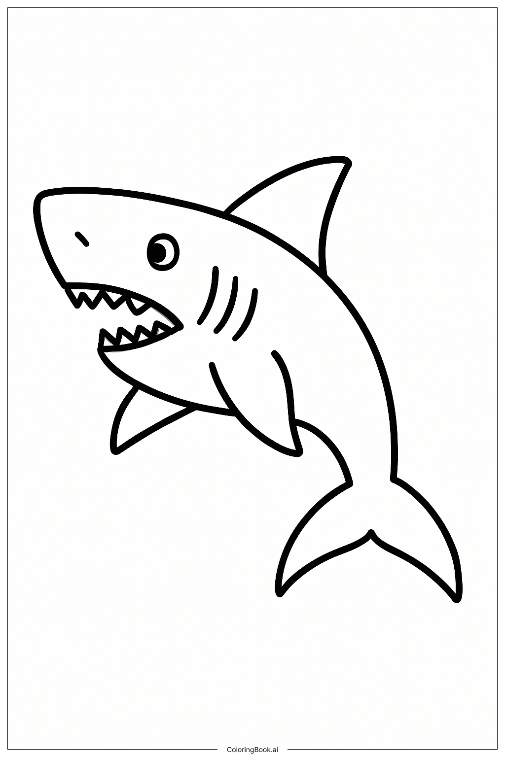  Megalodon im blauen Ozean Ausmalseite 