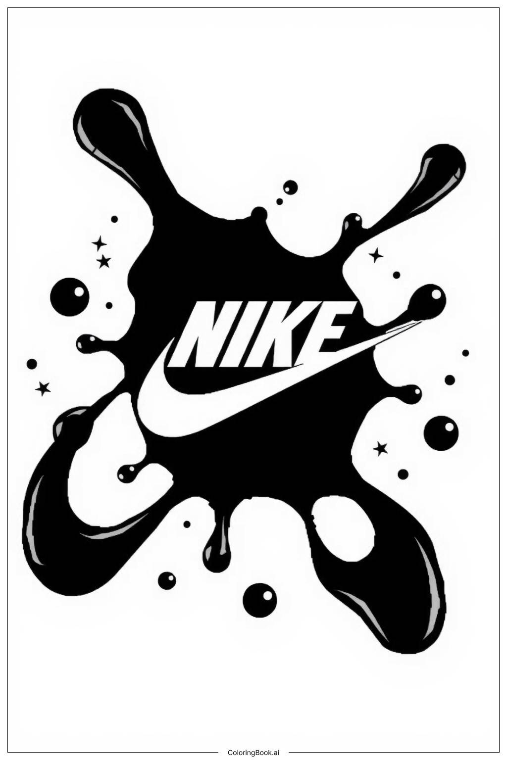  Página para colorir de logotipo da nike com um design de respingo de tinta 