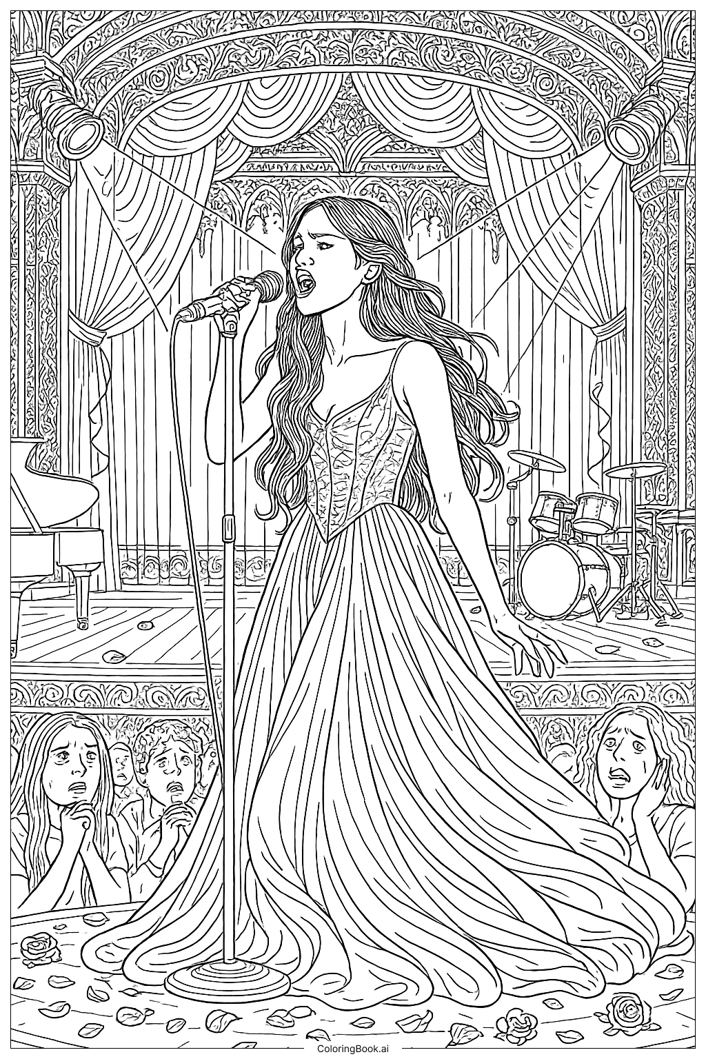  A Scene From Olivia Rodrigo's Vampire Video Coloring Page 