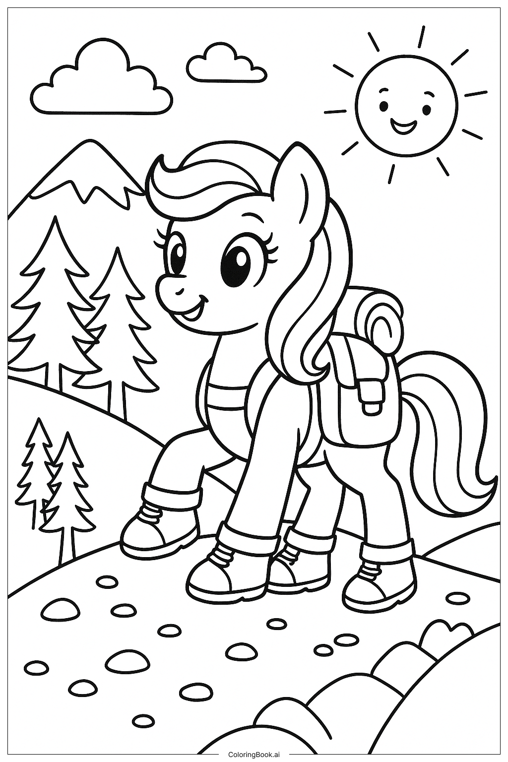My Little Pony Unicorn In Rainbow Sky Coloring Page (Free