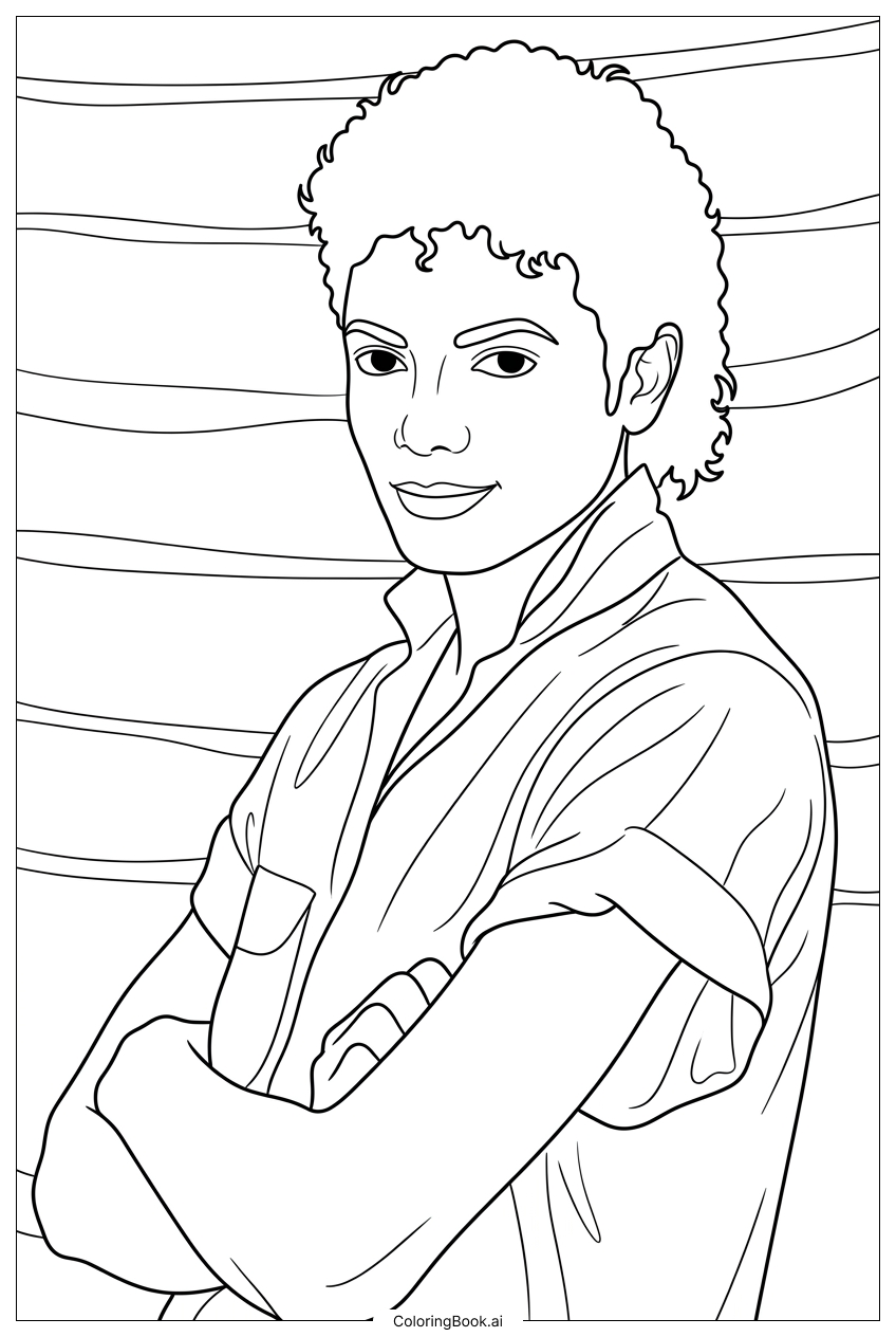 Michael Jackson arms crossed calm confidence Coloring Page