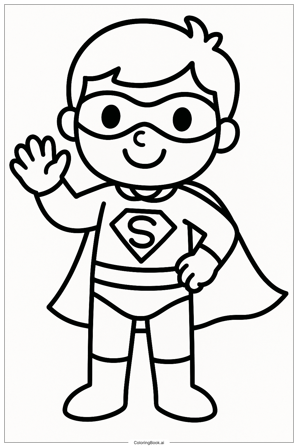 Superheld winkt zum Gruß