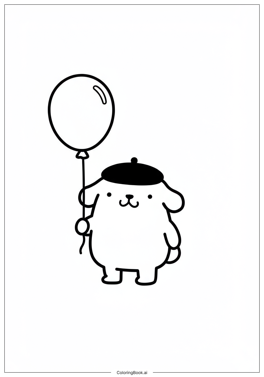  Pompompurin 揹氣球著色頁 