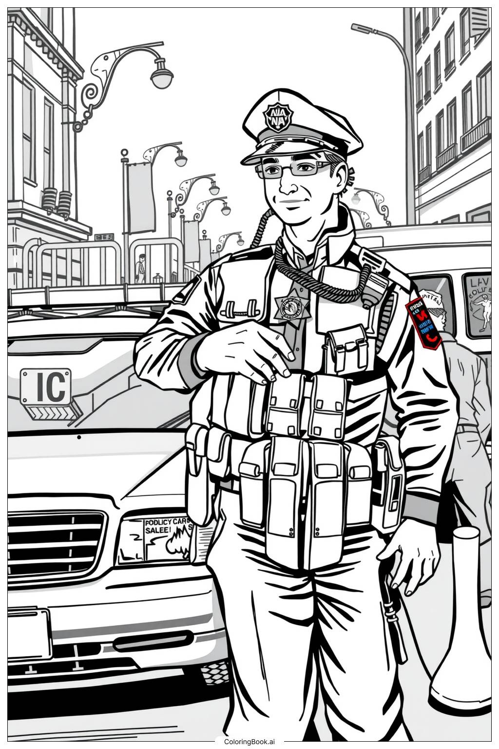  Police Response to an Emergency Call Coloring Page 