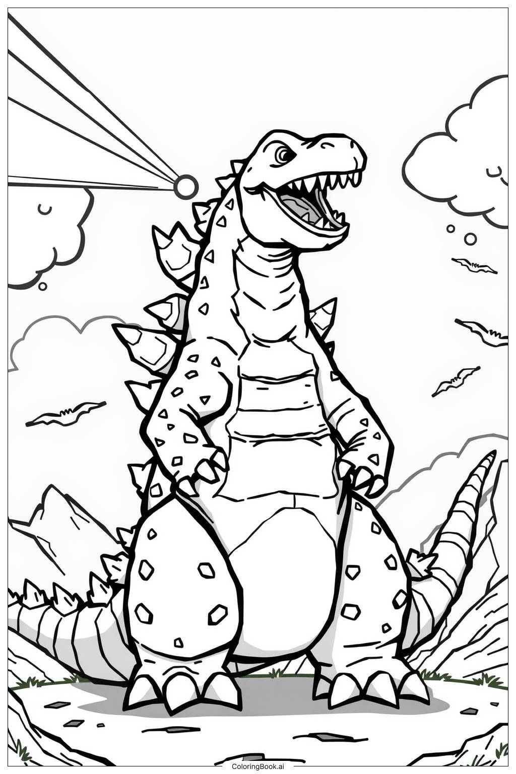  godzilla atomic breath attack Coloring Page 